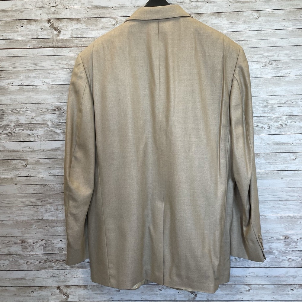 Vtg NWT Oscar De La Renta Mens 44L Blazer Beige Silk/Wool Bend Flex Fit 3-Button - Picture 6 of 16